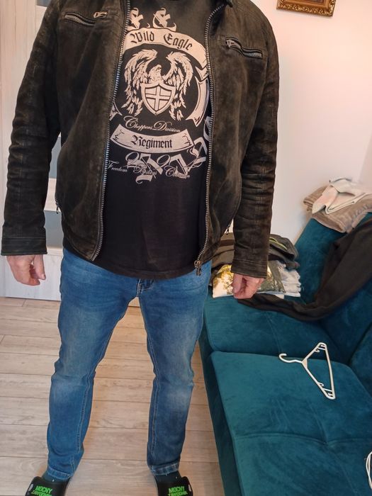 Kurtka zamszowa męska z kapturem