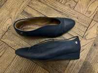 Buty Maciejka - granatowe - ciekawy fason - skóra naturalna - 35/36