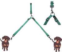 Smycz dla dwóch psów PODWÓJNA zielona 120 cm/ 2 cm