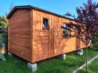 Domek drewniany ocieplony 8x3.2m Bystry Grajwo Ruda Wilkasy Pierkunowo