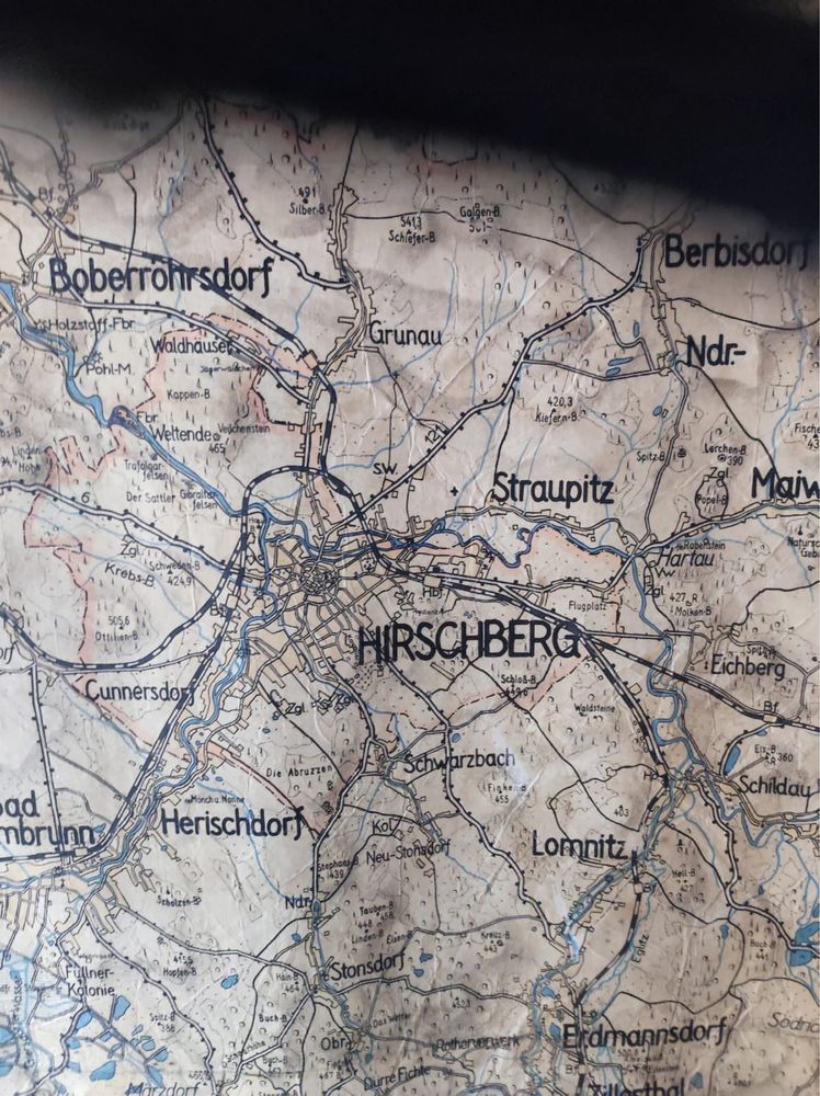 Poniemiecka mapa kotliny Jeleniogórskiej.