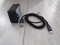 Czarna ładowarka + kabel USB typ Micro, wtyczka USB, szybkie ładowanie