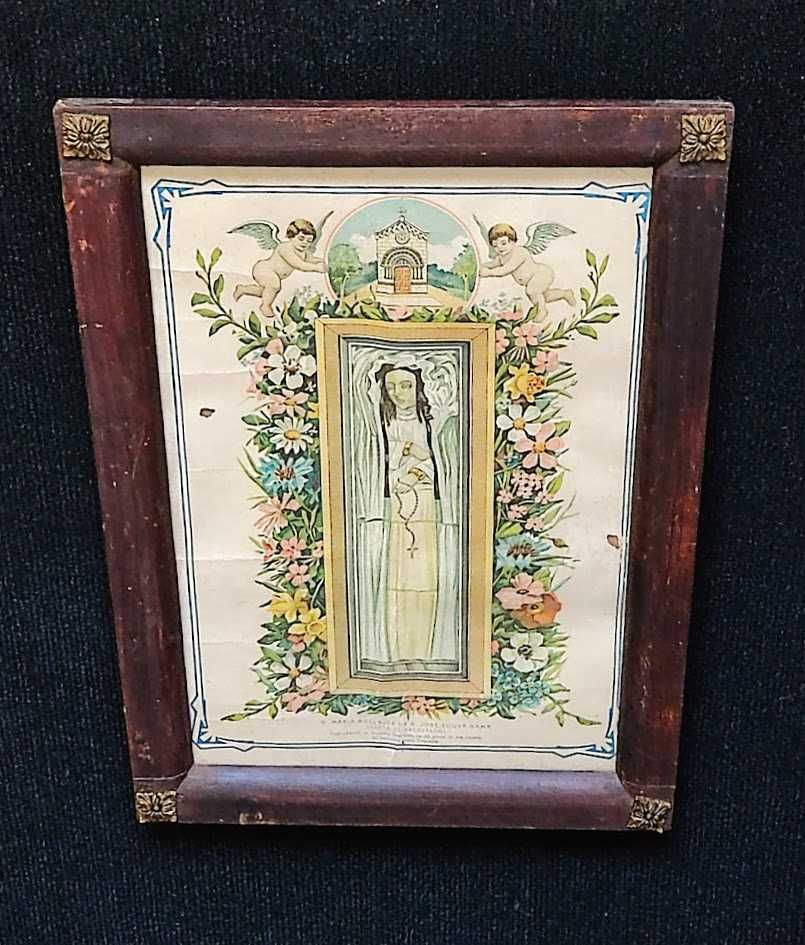 Quadro antigo ilustração Santa Maria Adelaide por São José Sousa Gama