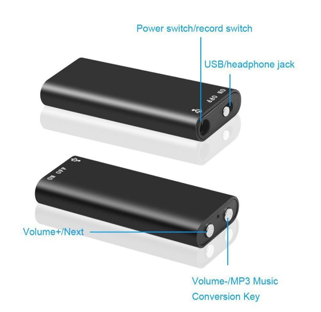 16G Професійний міні-цифровий аудіо-диктофон Mp3-плеєр 30 годин запису