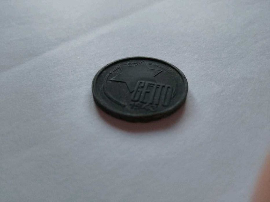 Getto w Łodzi 5 marek 1943 magnez 2/2 bardzo rzadki destrukt.Okazja.