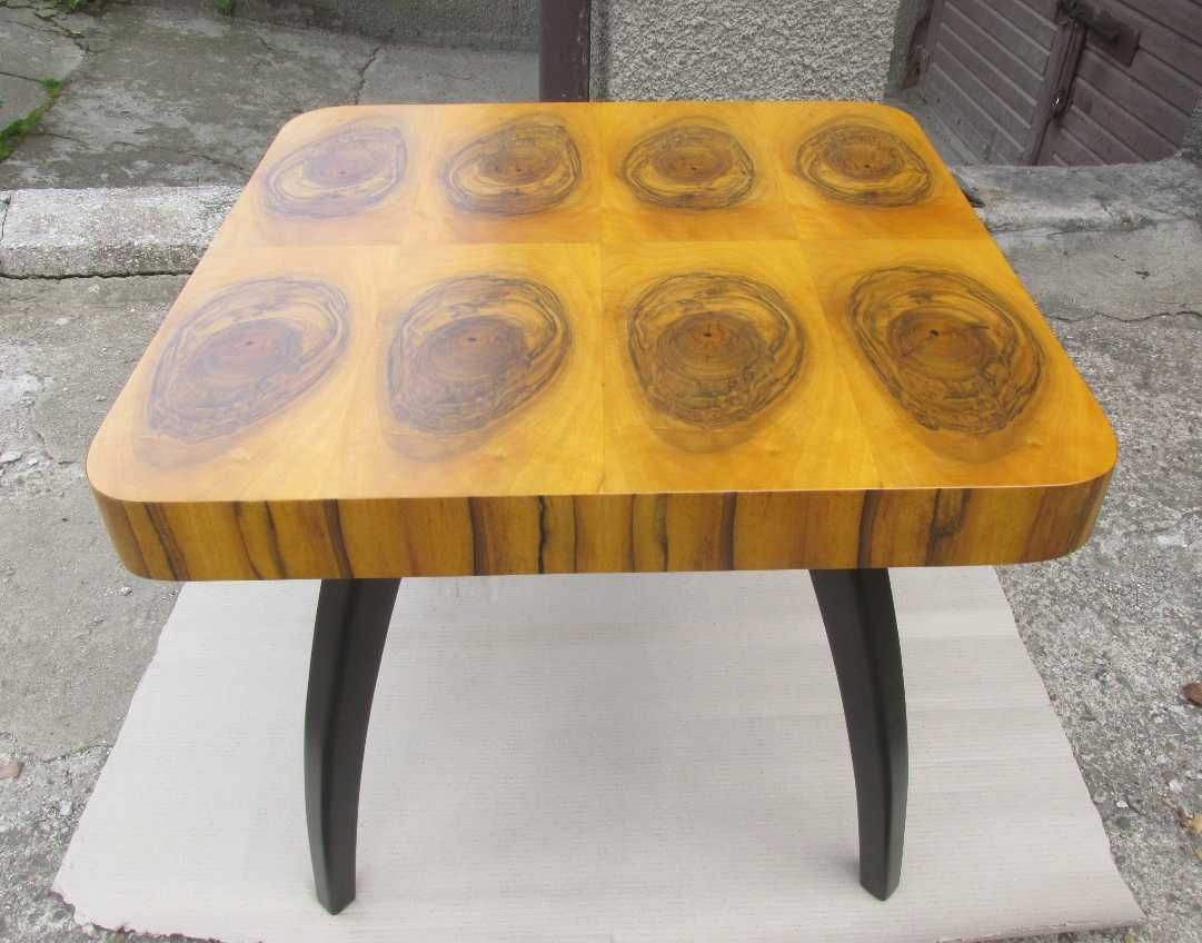 Stolik Halabala H-259 , 1950r orzech Art Deco 64x64 cm