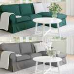 Ikea EKTORP Sofa 3 osobowa z szezlongiem Transport jasnoszary zielony
