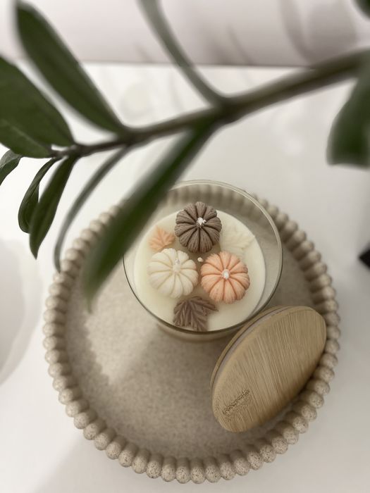 Duża Świeca sojowa w szkle jesień dynia dynie