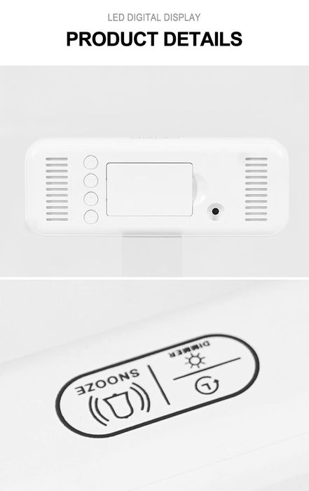 Budzik zegar elektroniczny LED cyfrowy stojący alarm termometr USB