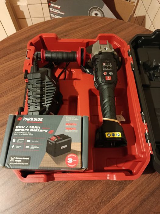 Aku szlifierka kątowa 20v Parkside Performer F6+bateria 12ah  smar