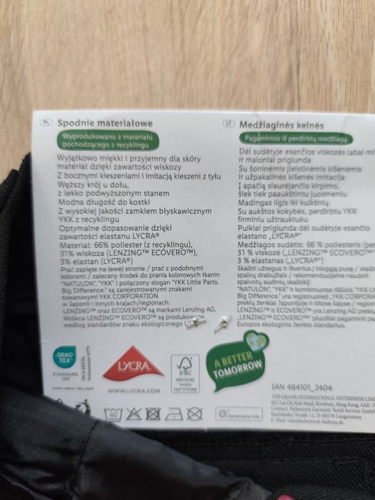 Materiałowe spodnie damskie z wiskozą rozmiar  S