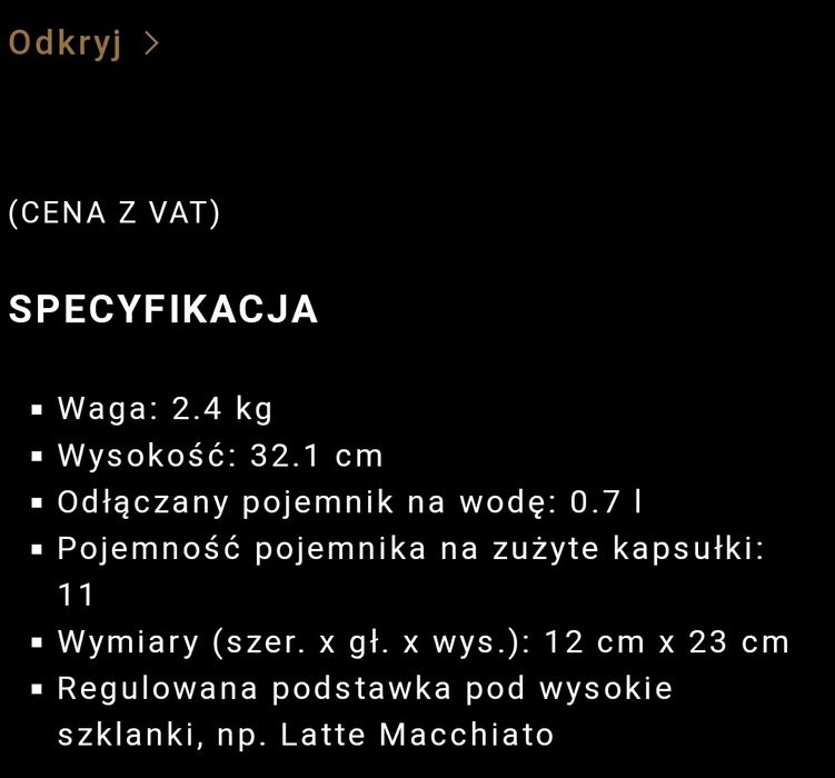 Nespresso kawa ekspres dzbanek
