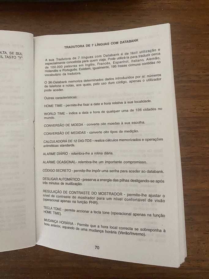 Calculadora e tradutora de bolso com databank