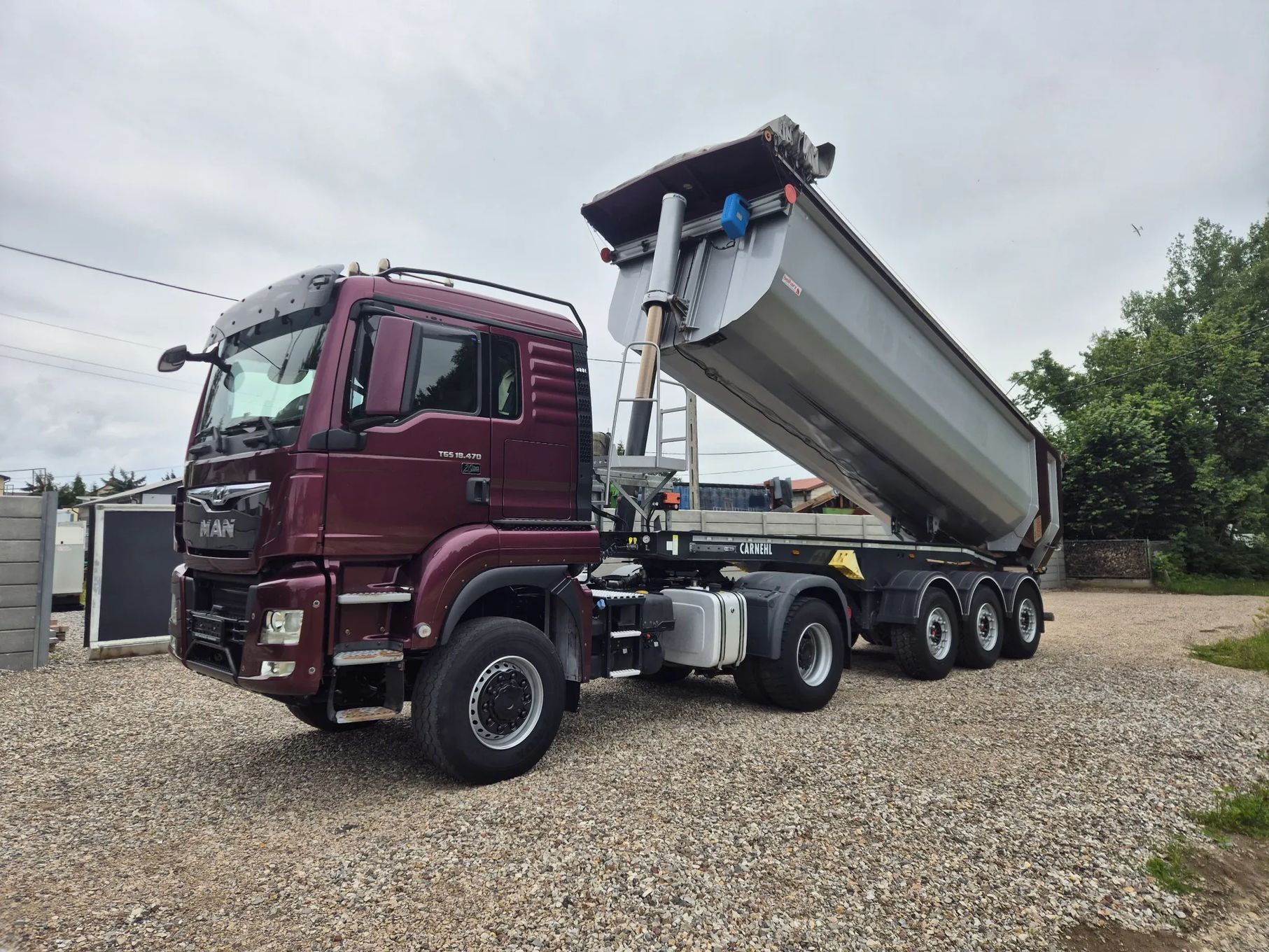 MAN TGS 18.470 4X4 Reduktor Most Zestaw Patelnia Wywrotka Euro6 Carnehl Ciągnik siodłowy Naczepa Hydraulika Mulda