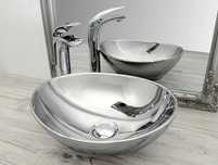 Umywalka ceramiczna SREBRNA silver 40x34 cm