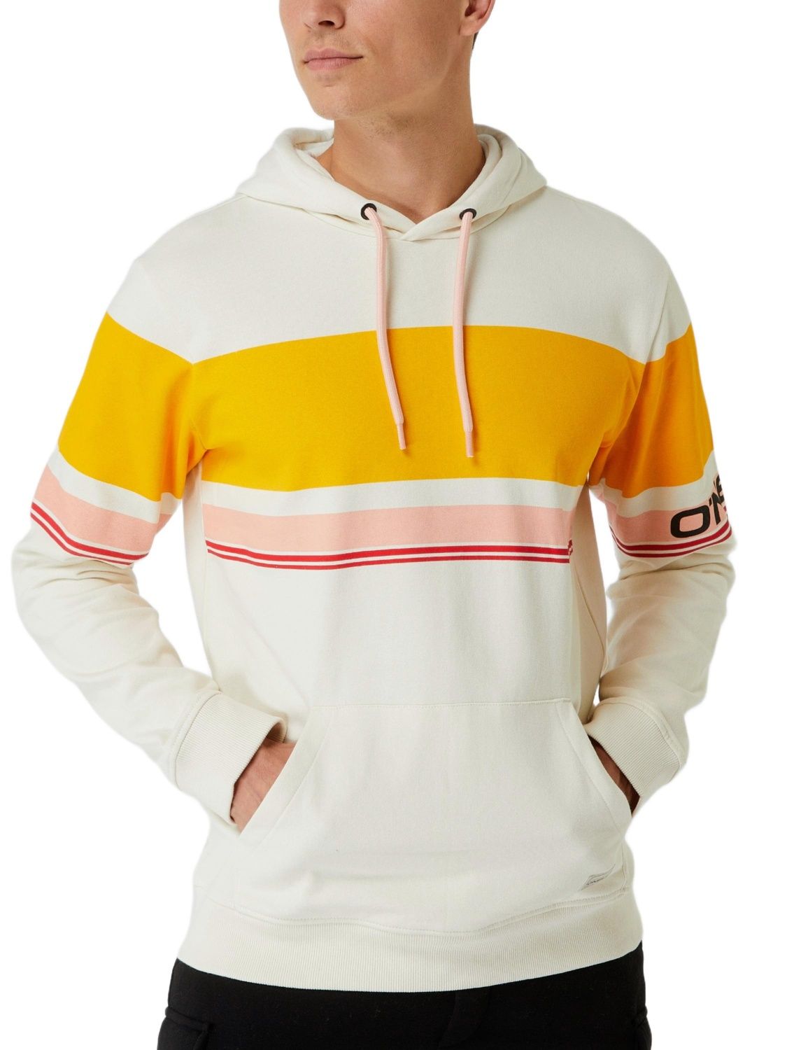 Bluza męska z kapturem – O’Neill Horizon – biało-pomarańczowa (XL)