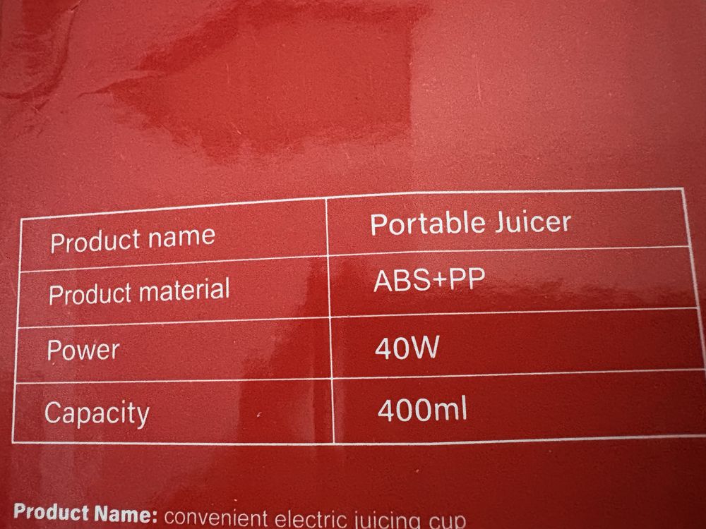 Liquidificadora portatil/ máquina de sumos recarregável sem fios