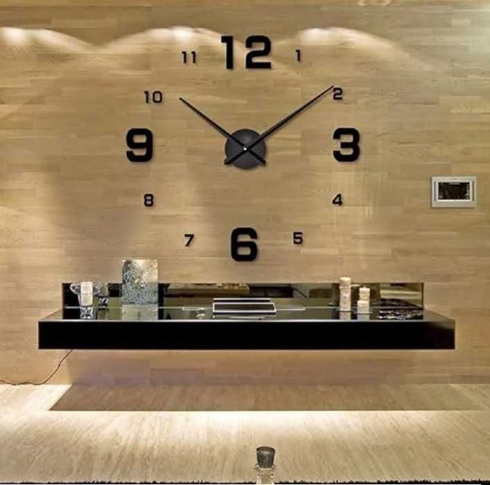 Duży zegar ścienny lustrzany przyklejany na ścianę diy nowoczesny 3d