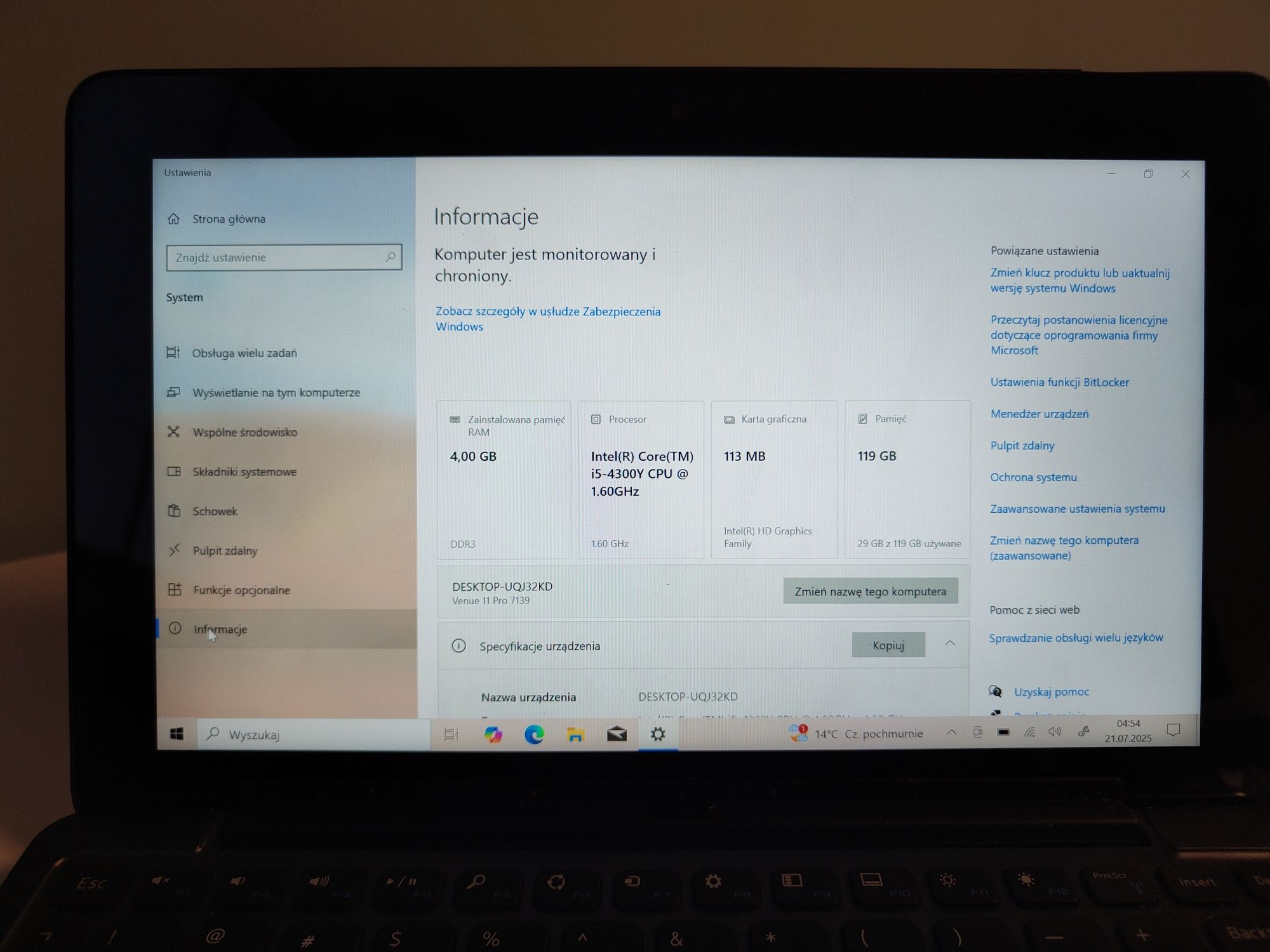Laptop Tablet Dell Venue 11 Pro 4GB Ram 128GB SSD  Intel I5 Sim 4G W10