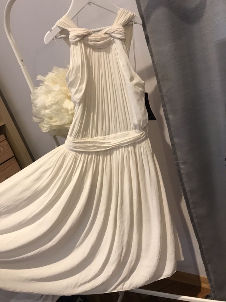 Sukienka zara xs s biel śmietankowa boho