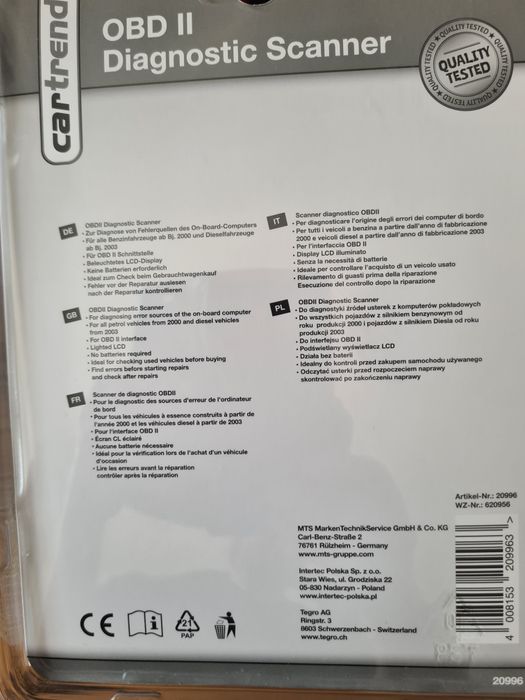 Obd ll skaner diagnostyczny