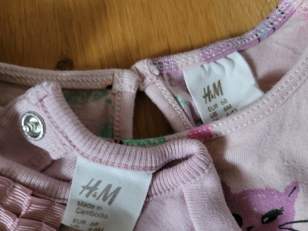 Dwie różowe wiosenne sukienki H&M 68 JAK NOWE!