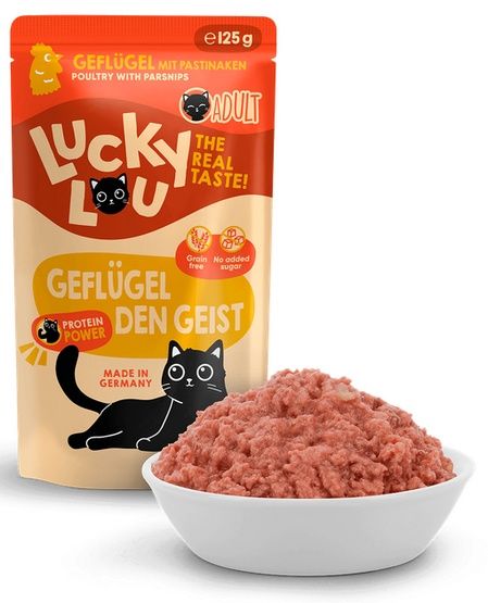 Zdrowa karma dla kotów bez zbóż, cukru i GMO - Lucky Lou DRÓB 125g