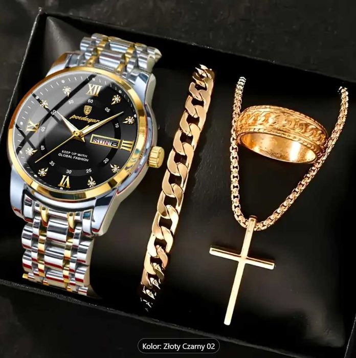 Zestaw biżuterii Poedagar: zegarek, bransoletka, naszyjnik o pierścień