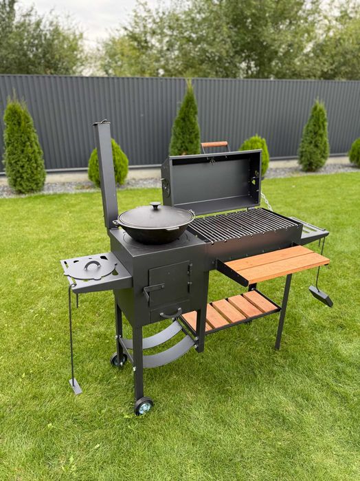 Мангал-гриль на 8 шампурів з пічкою! Мангал для казана та барбекю!