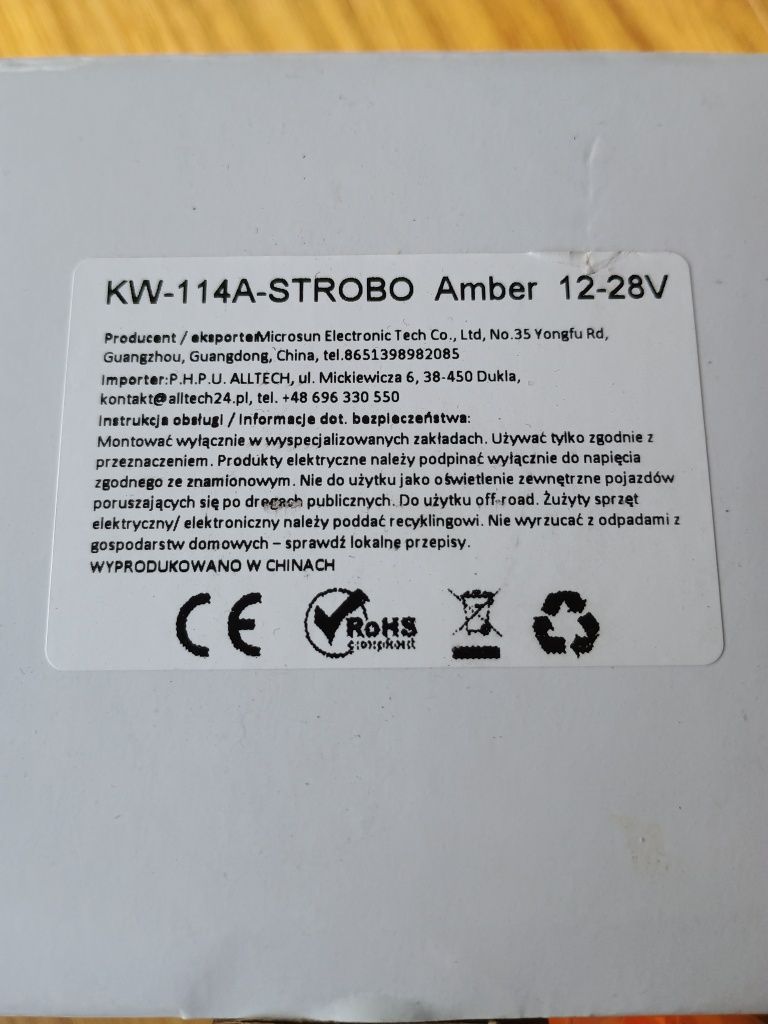 Lampka kogut KW-114A-Strobo Amber 12-28V
