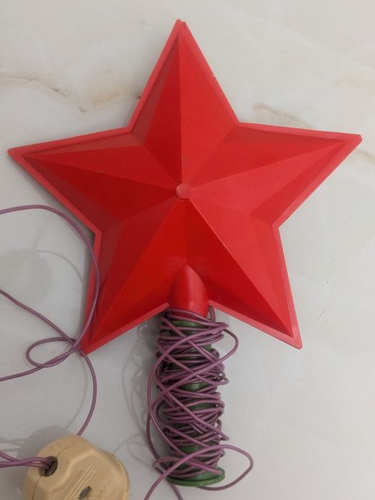Светящяяся пластмассовая верхушка "Звезда" на ёлку, 20 см