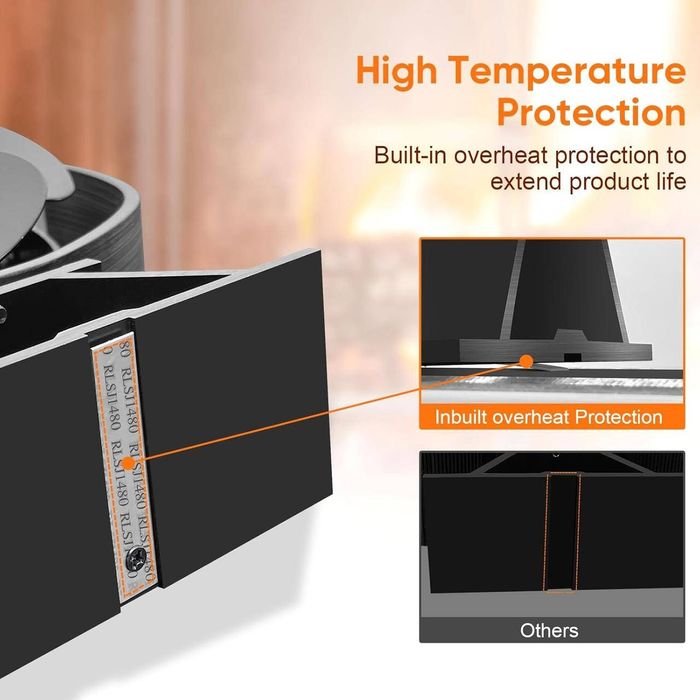 Вентилятор для дров'яної печі без електрики чорний  5 лопастей + терм