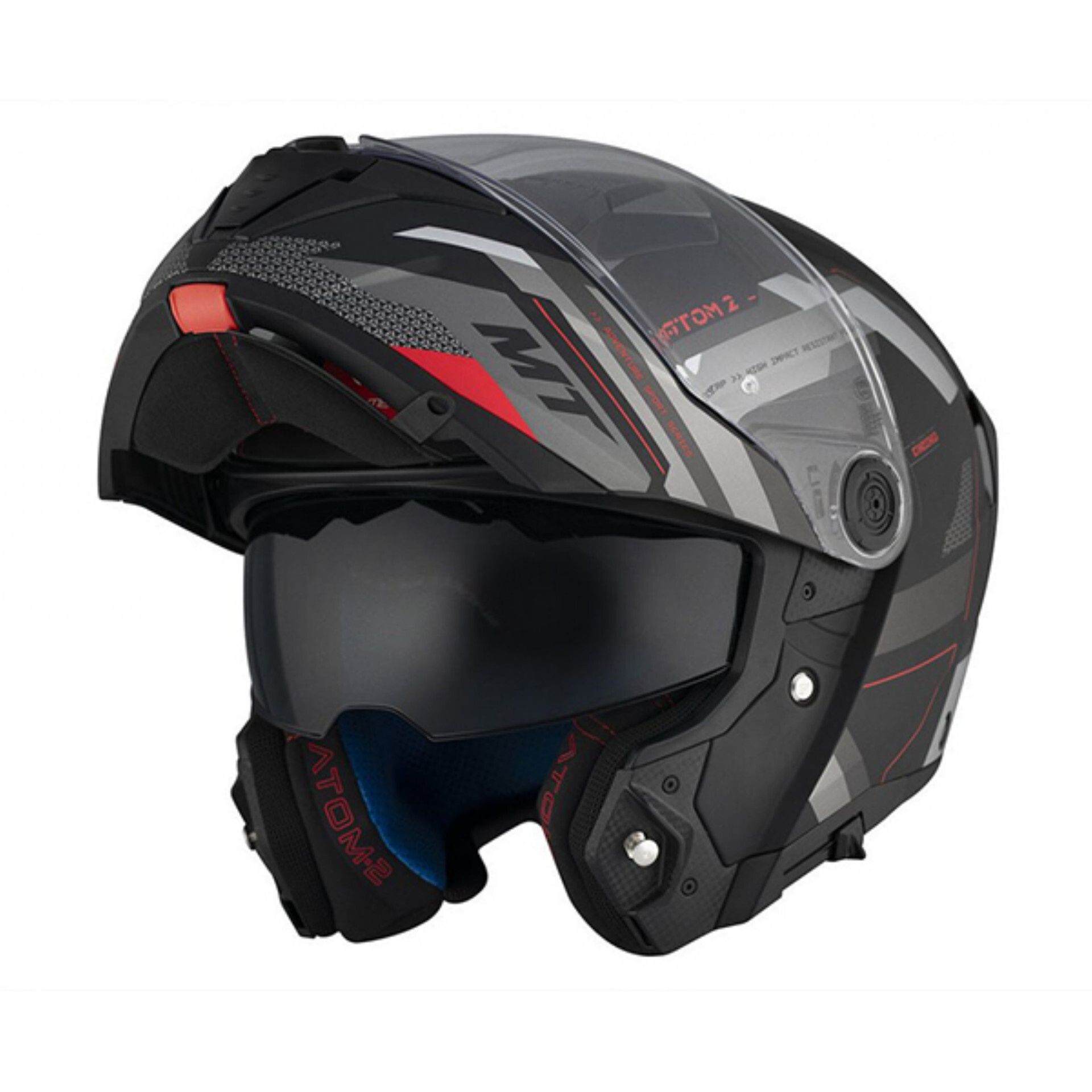 Capacete Modular MT Atom 2 SV Bast FU404SV D5 22-06 preto fosco vermel