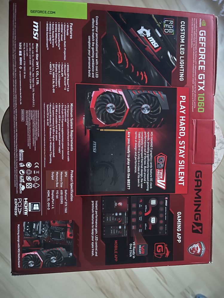 Nvidia Geforce GTX 1060 6 GB GAMING X msi