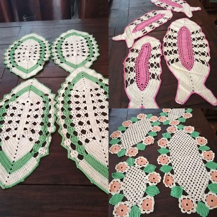 Conjunto de 4 naperons feitos em croché
