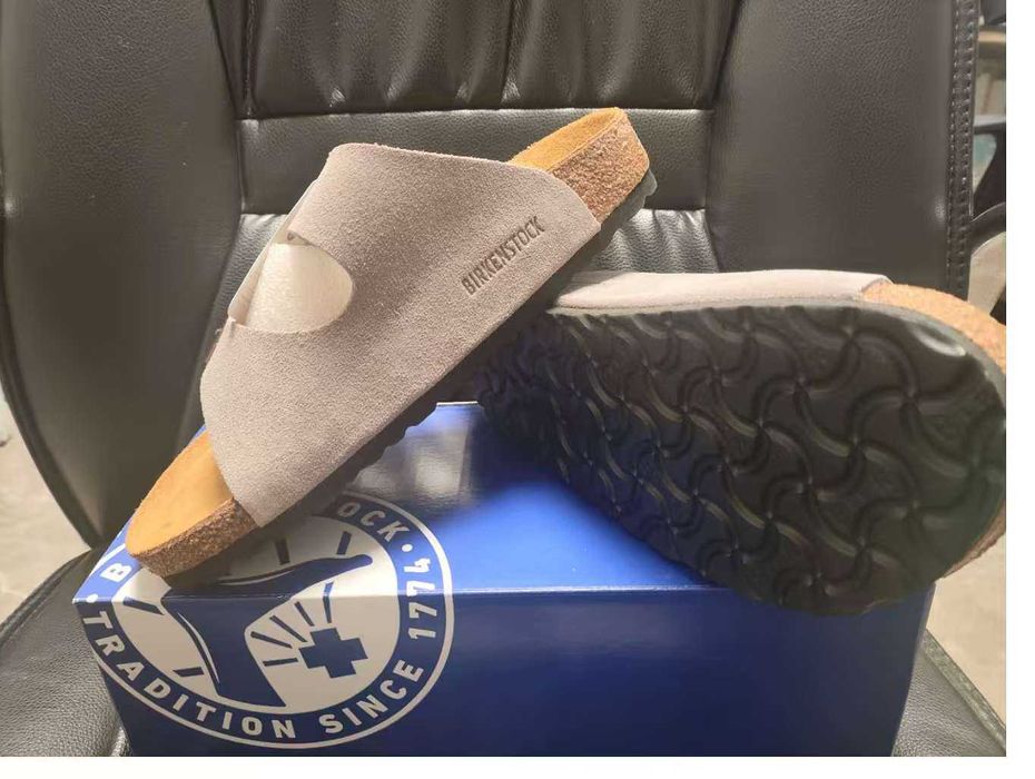 Birkenstock Arizona Szara zamsz szeroka wersja Rozmiar 39
