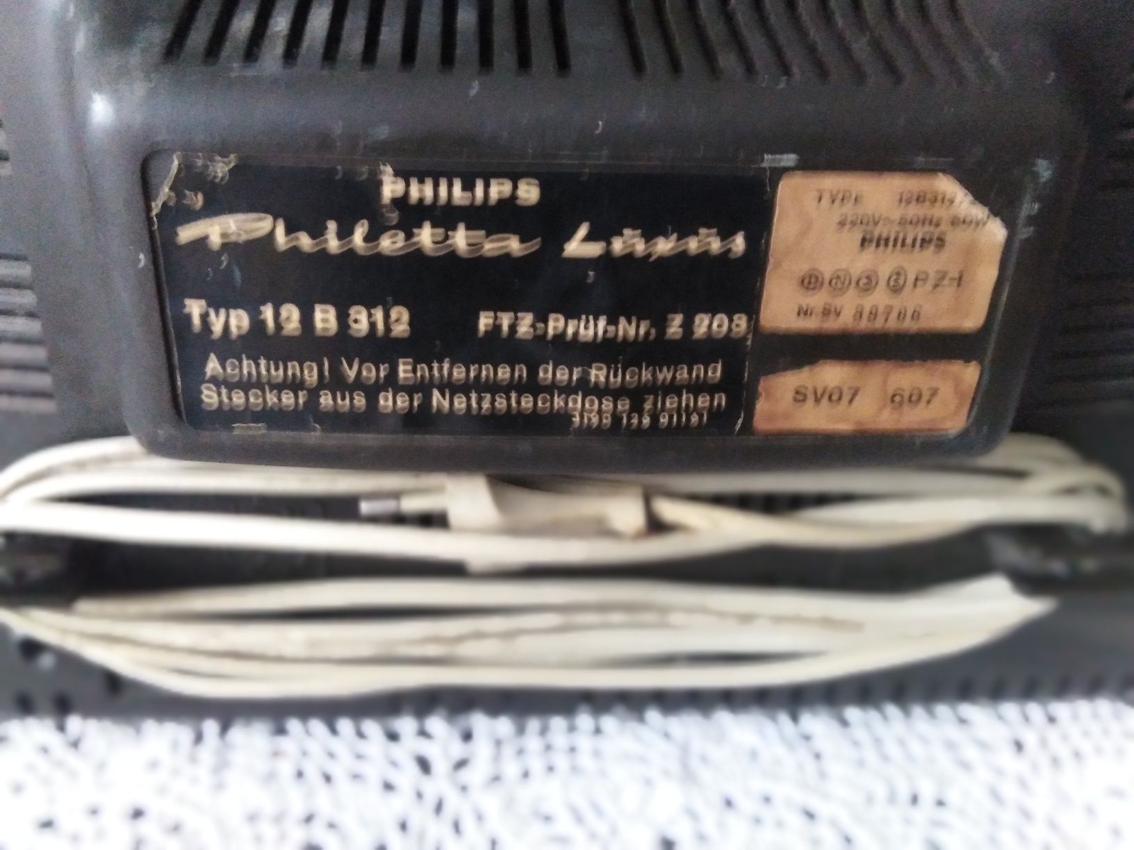 Tv philips philetta luxus typ:12B312  lata-70te