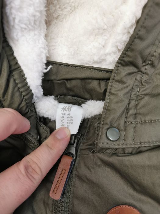Śliczna kurtka zimowa H&M r. 68 i czapka