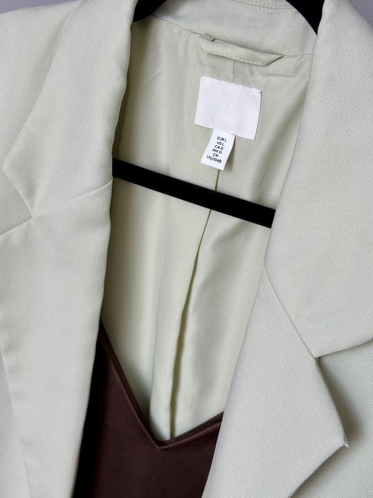 Wiskozowa marynarka pistacjowa oversize h&m L pudełkowa