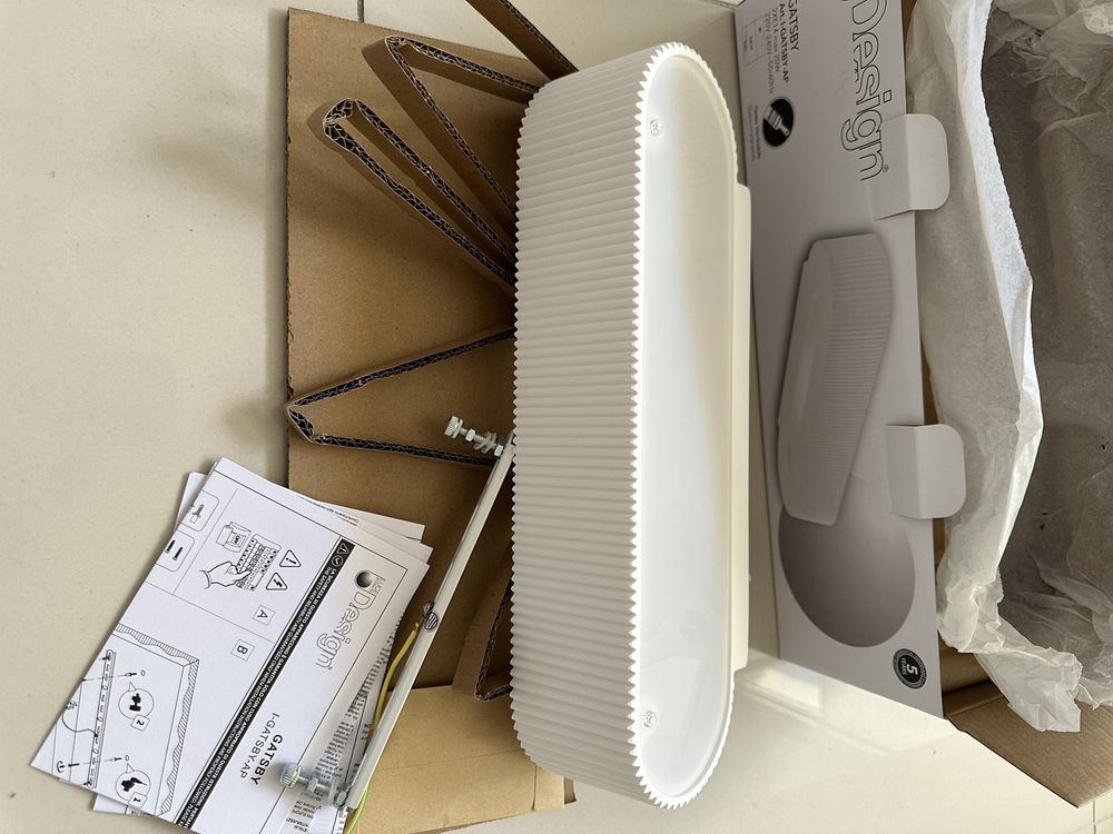 Lampa kinkiet LUCE AMBIENTE DESIGN model Gatsby biała ryflowana nowa