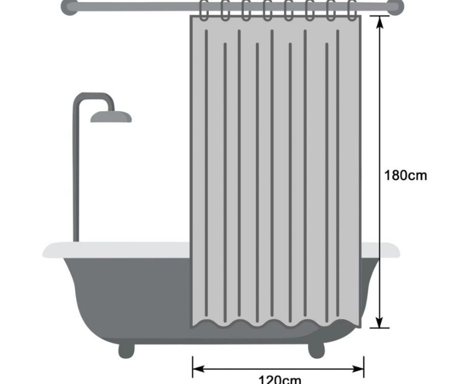 Zasłona prysznicowa EurCross, 120 x 180 cm