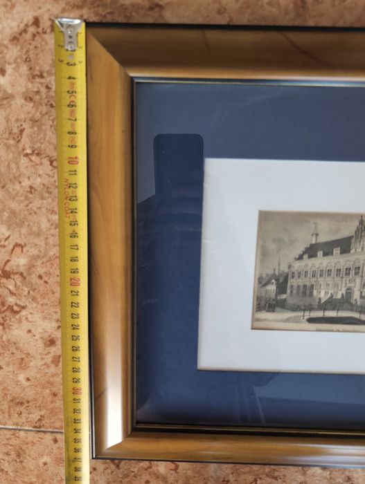 Gravura antiga em madeira cidade holandesa Leeuwarden 1876