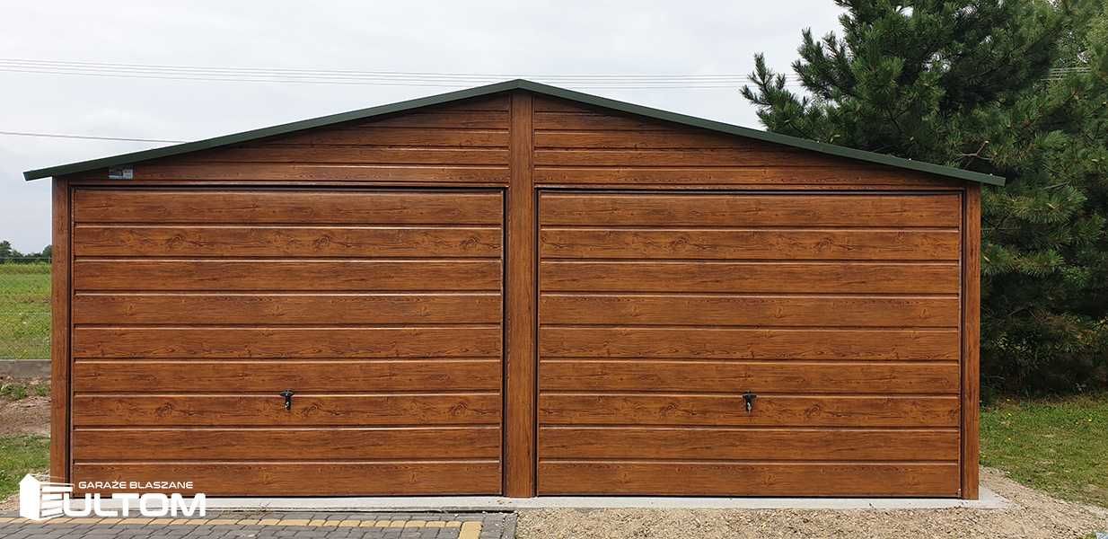 Garaż blaszany 6x5 akrylowy drewnopodobny