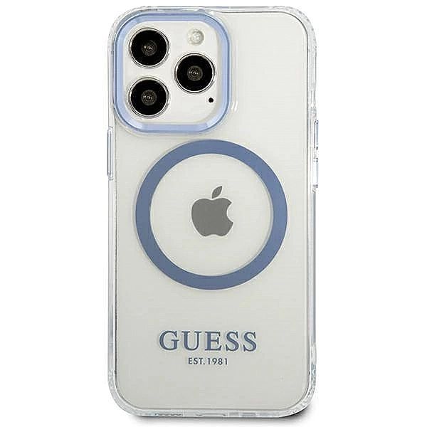 Etui Guess Metal Outline MagSafe na iPhone 13 Pro / iPhone 13 - niebie