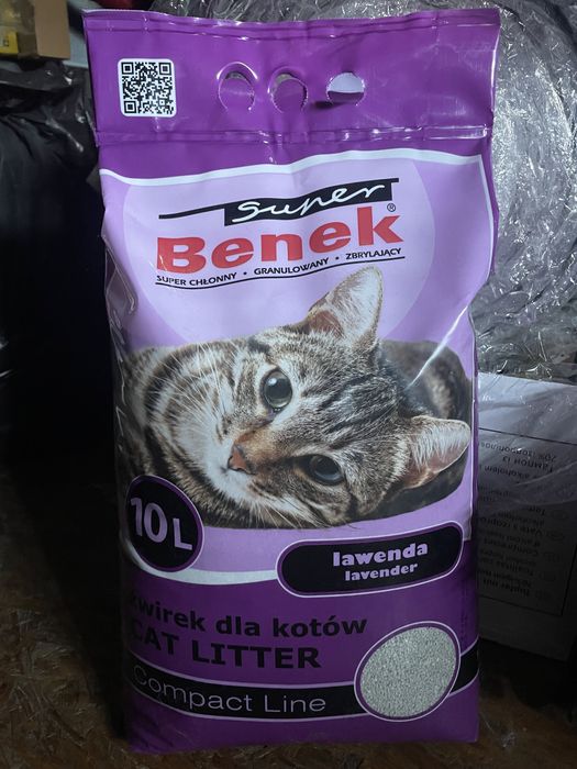 3x Żwirek dla kota Benek Compact lawenda drobny 10l 3 sztuki NOWY