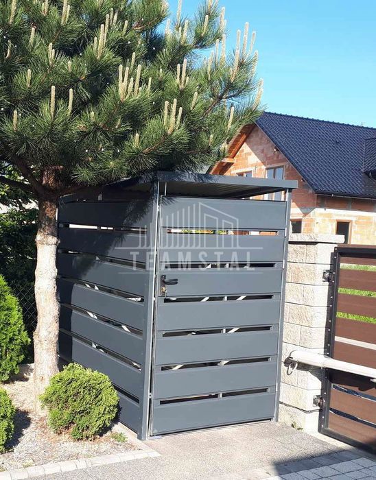 Wiata śmietnikowa spad tył 1x1,5m antracyt Schowek ogrodowy TS586