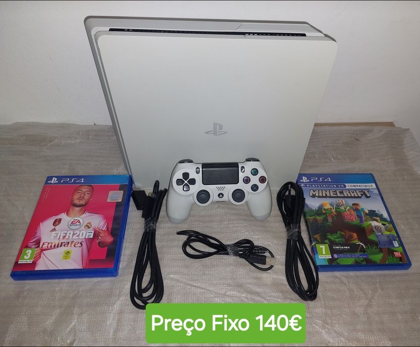 Ps4 Slim Edição Limitada Em branco + 1 Comando Original+ Gta V+Fifa 16