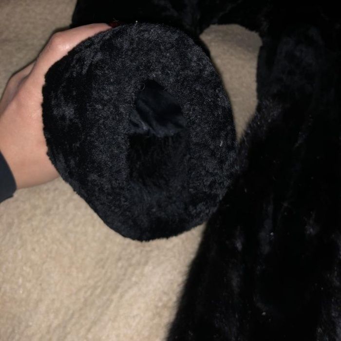 Шуба норковая с мутоном с капюшоном натуральна S