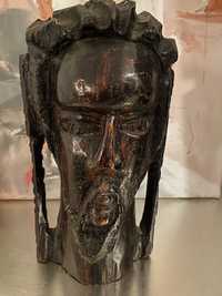 Estátua busto de homem jamaicano Rastafarian em madeira