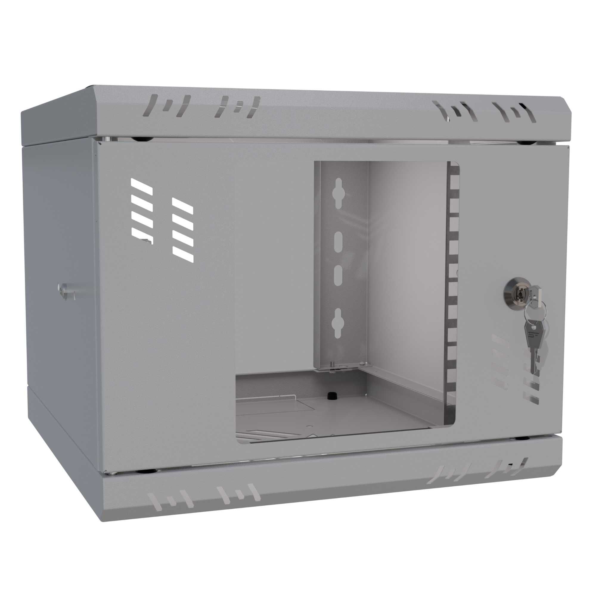 Szafa Serwerowa Wisząca RACK 10" 4U 300mm Szklane Drzwi Szara Stalflex